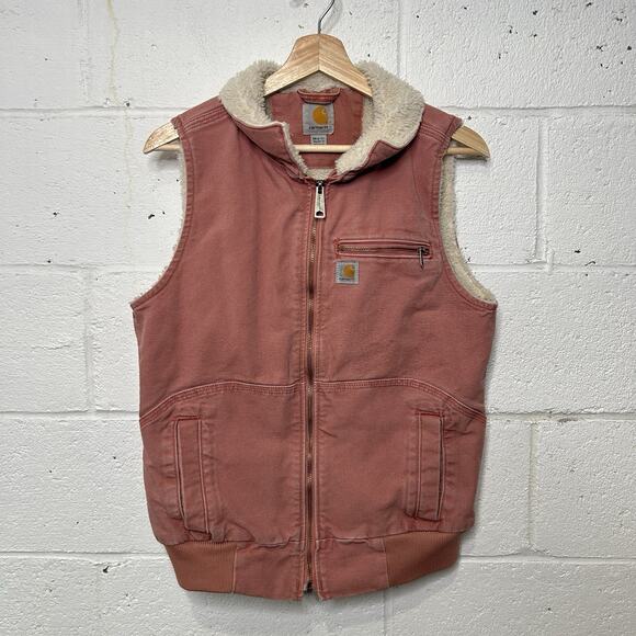 Y2K Carhartt Wildwood Sherpa-Lined Vest “Pink Rose” 102253 - Picture 1 of 9